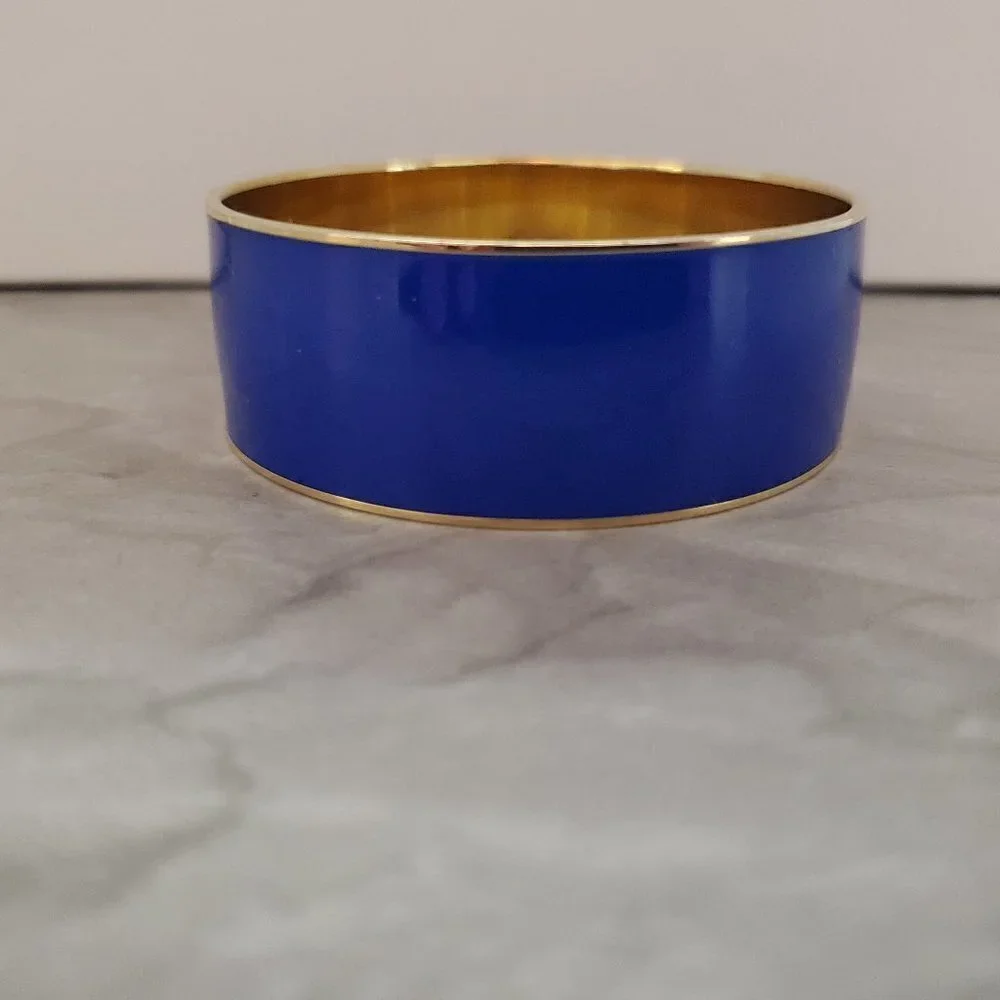 💙 Vintage Y2k 00s 2000's J.Crew Dark Blue Thick Wide Bangle 💙 - Picture 1 of 9